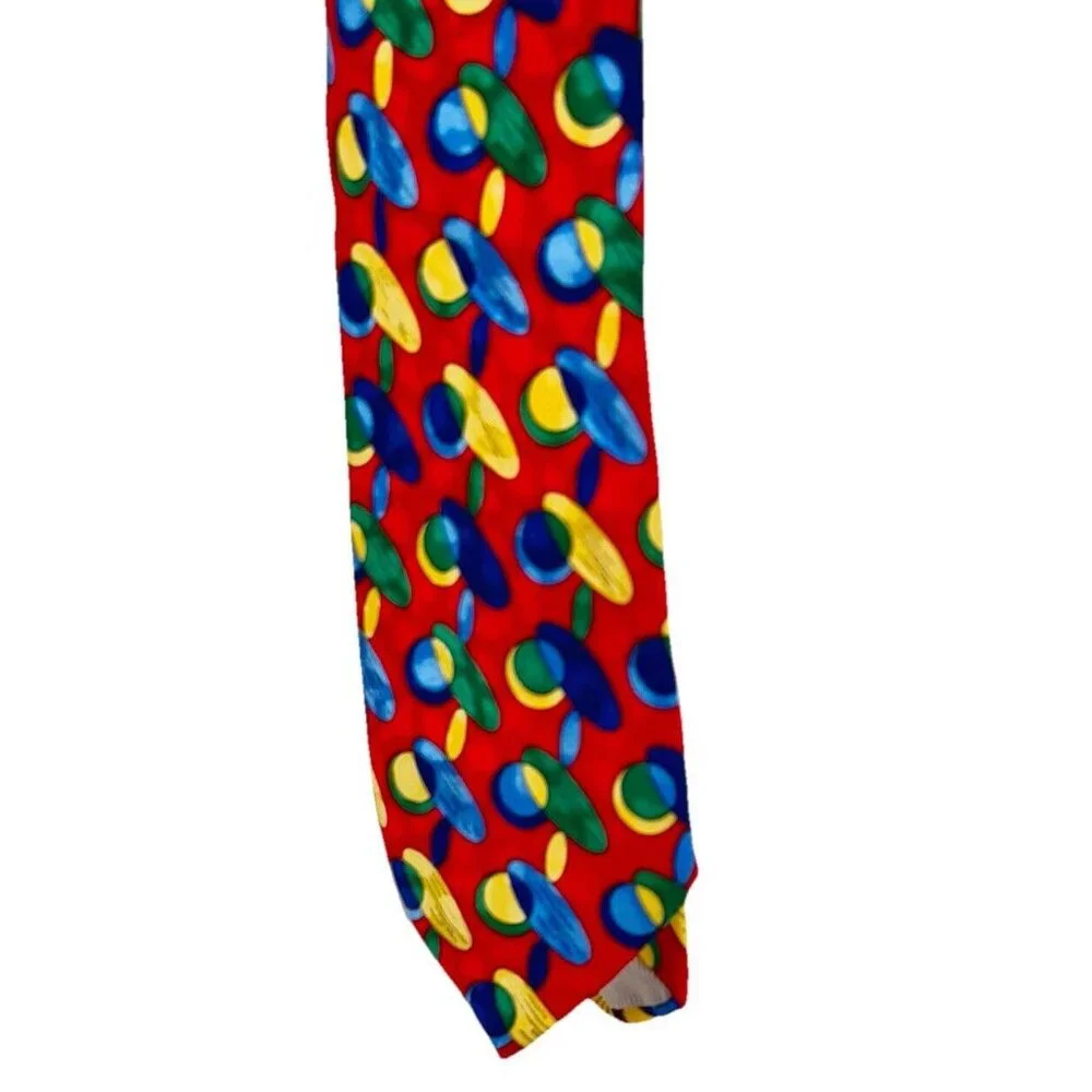 DOLCE GABANNA Basic‎ Tie Multicolor Red Oval Circles